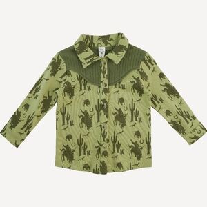 NWT 7Y Kate Quinn long sleeve urban cowboy shirt olive cowboy cotton interlock